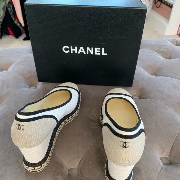 🚫SOLD🚫Chanel white beige wedge espadrilles 39.5 - Picture 8 of 12